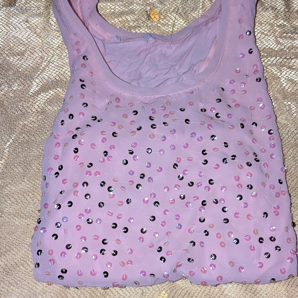 Pink Sequin Tank Top